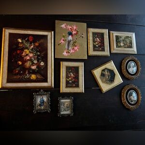 Vintage Italy Floral Portrait Wall Art Set 10 Pieces